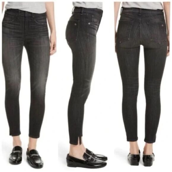 Rag & Bone Jeans Women Size 27 Black High Rise Ankle Skinny - Picture 1 of 11